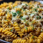 Cheesy Rotini Pasta with Garlic Butter Sauce and Ground Beef 1