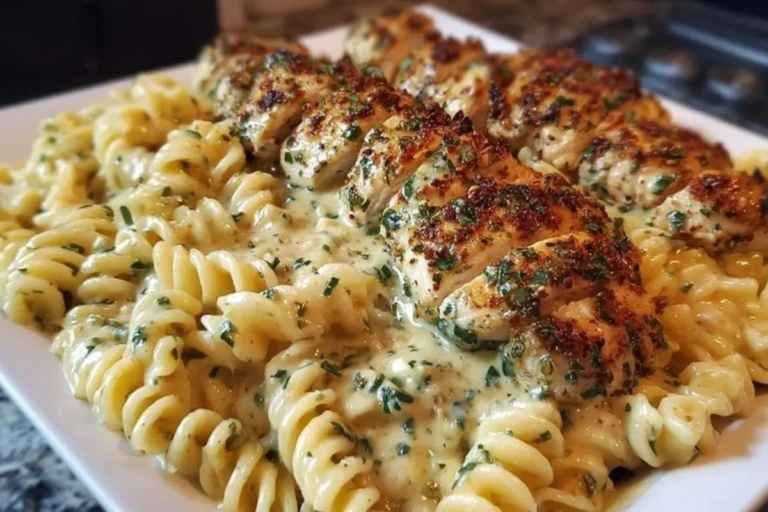 Cheesy Twisted Pasta with Creamy Garlic Parmesan Chicken 1