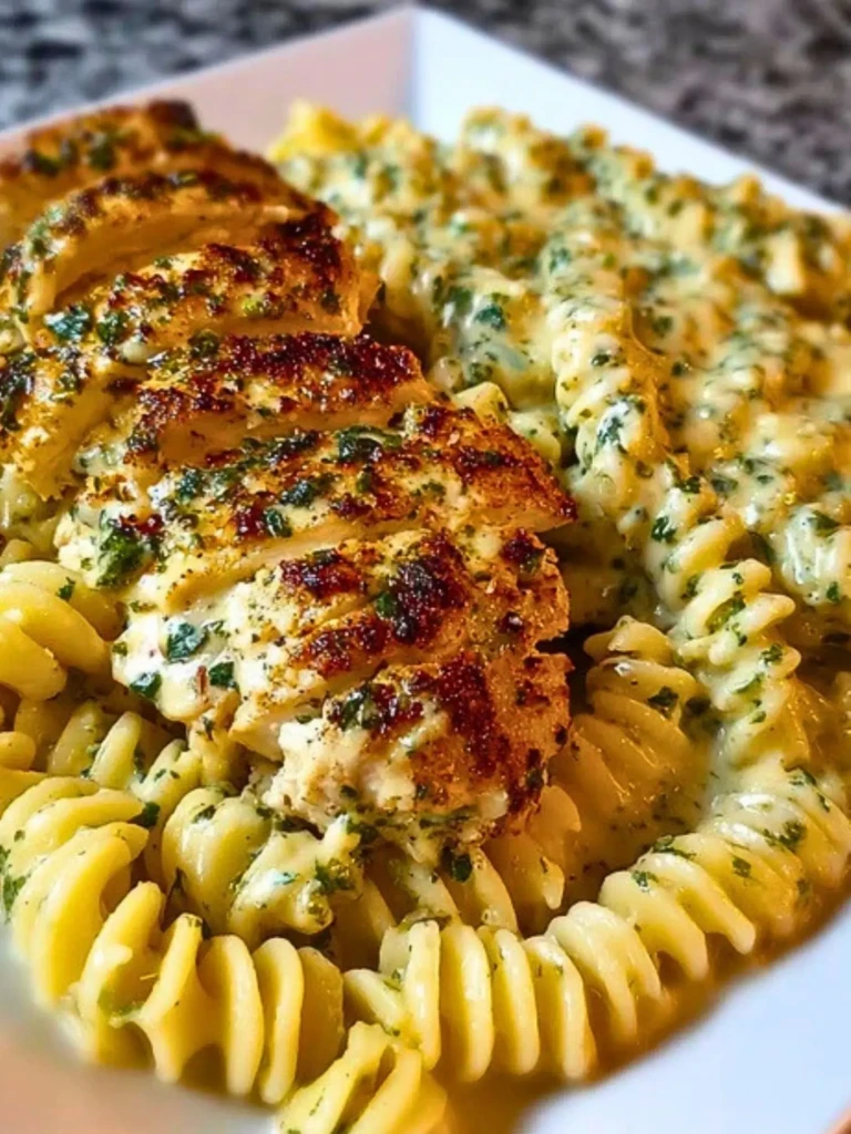 Cheesy Twisted Pasta with Creamy Garlic Parmesan Chicken 2