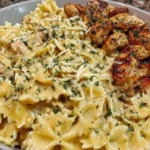 Chicken Creamy Velveeta Bowtie Pasta with Mozzarella Garlic Sauce 1