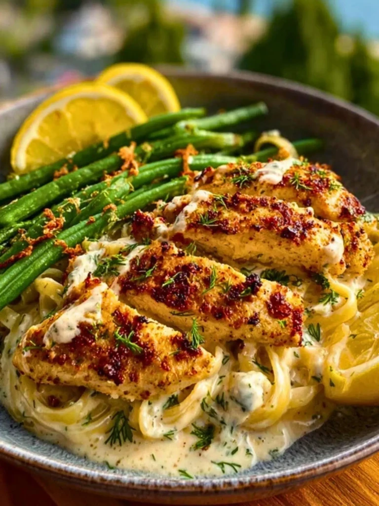 Coconut-Lemon Chicken Alfredo with Chili Feta Cream & Crispy Parmesan Green Beans 2