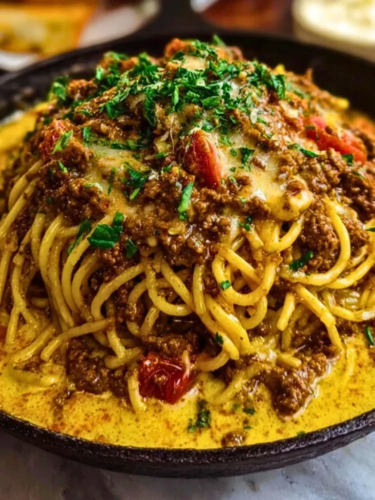 Creamy Cajun Beef Spaghetti with Three-Cheese Parmesan Sauce 2