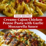Creamy Cajun Chicken Penne Pasta with Garlic Mozzarella Sauce Pin