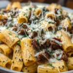 Creamy Cheesy Garlic Butter Rigatoni with Savory Beef 1
