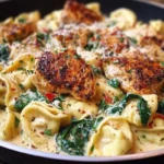 Creamy Chicken Tortellini with Spinach and Garlic Parmesan Cheese 1