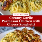 Creamy Garlic Parmesan Chicken with Cheesy Spaghetti Pin