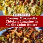 Creamy Mozzarella Chicken Linguine in Garlic Cajun Butter Pin