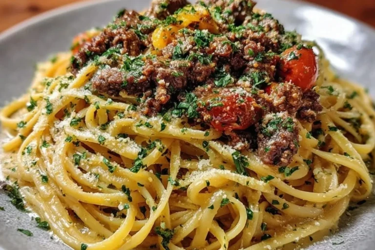 Creamy Parmesan Beef Linguine with Garlic Butter Sauce 1