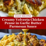Creamy Velveeta Chicken Penne in Garlic Butter Parmesan Sauce Pin