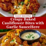 Crispy Baked Cauliflower Bites with Garlic Sauce Pin