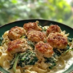 Garlic Chicken Bites & Creamy Cajun Spinach Artichoke Alfredo Pasta 1