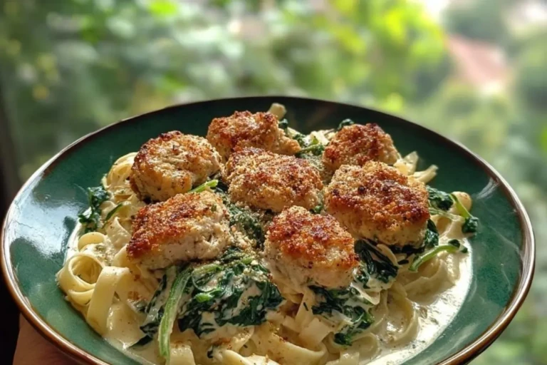 Garlic Chicken Bites & Creamy Cajun Spinach Artichoke Alfredo Pasta 1