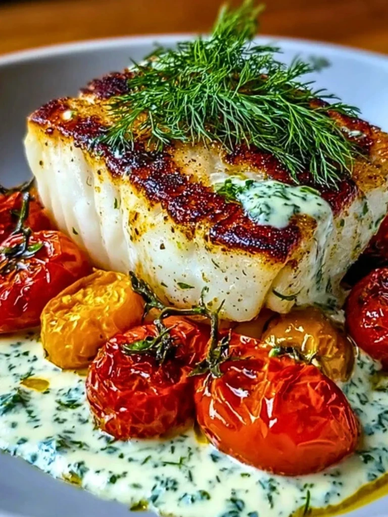Grilled Cod with Roasted Tomatoes & Creamy Dill Sauce 2