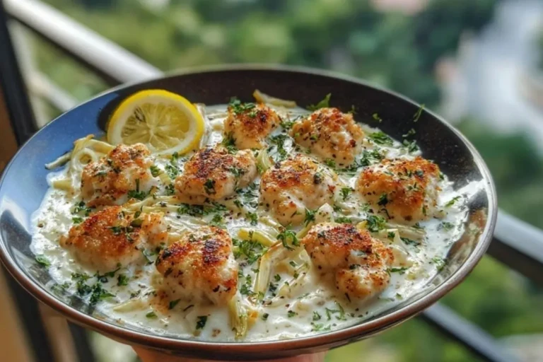 Herbed Chicken Alfredo with Truffle Feta Cream & Crispy Parmesan Leeks 1