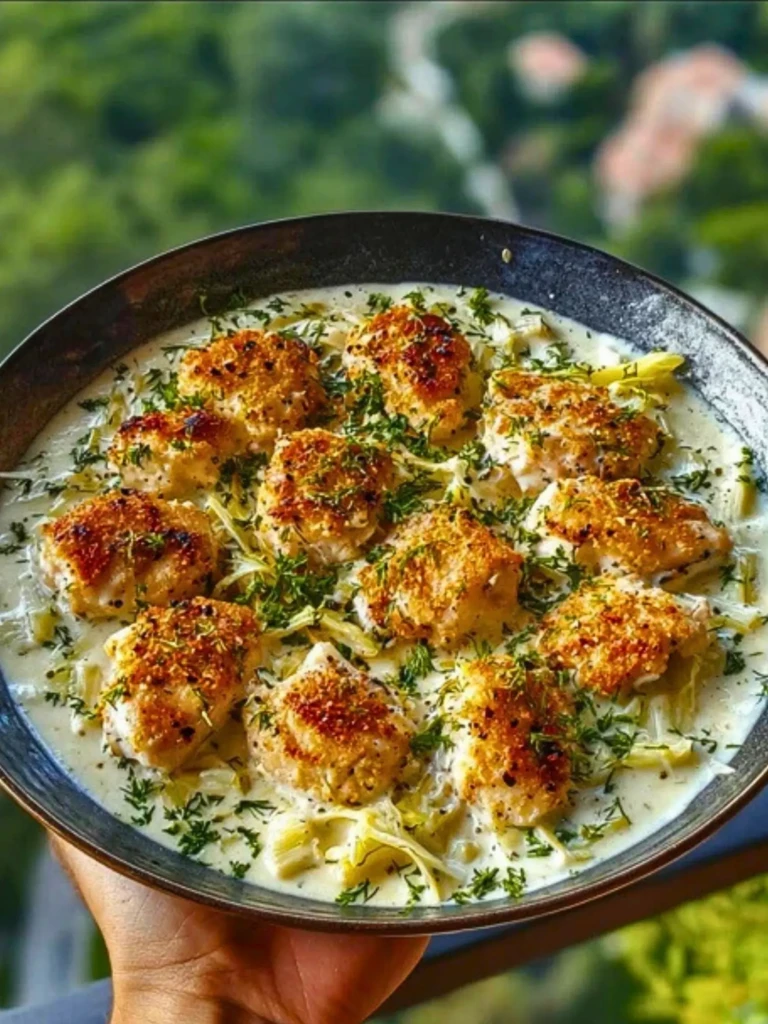 Herbed Chicken Alfredo with Truffle Feta Cream & Crispy Parmesan Leeks 2