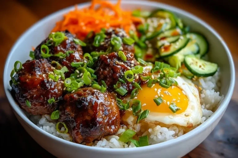 Korean BBQ Meatball Rice Bowls 1