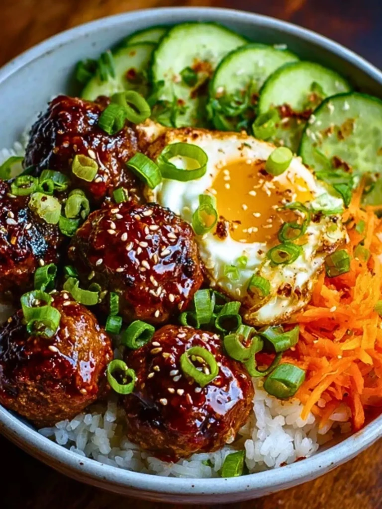 Korean BBQ Meatball Rice Bowls 2