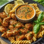 Lemon Pepper Chicken Bites & Roasted Red Pepper Cajun Alfredo Twists 1