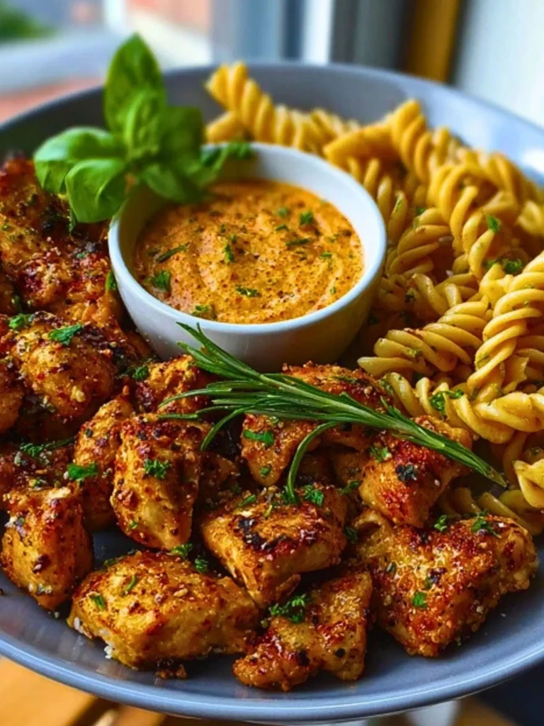 Lemon Pepper Chicken Bites & Roasted Red Pepper Cajun Alfredo Twists 2