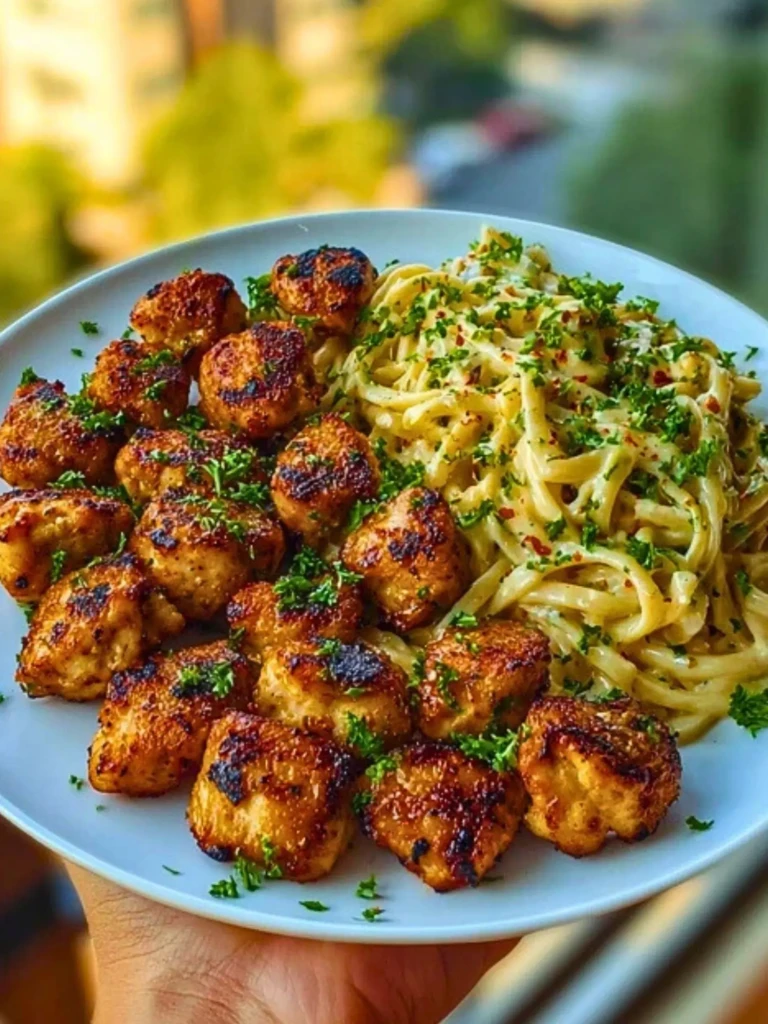 Maple Garlic Chicken Bites with Spicy Cajun Alfredo 2