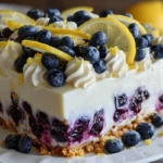 No-Bake Lemon dazzling Blueberry cream Cake 1