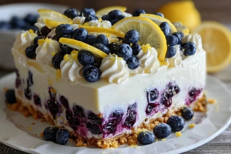 No-Bake Lemon dazzling Blueberry cream Cake 1