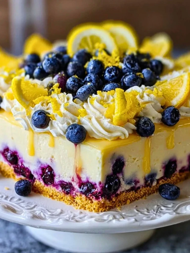 No-Bake Lemon dazzling Blueberry cream Cake 2