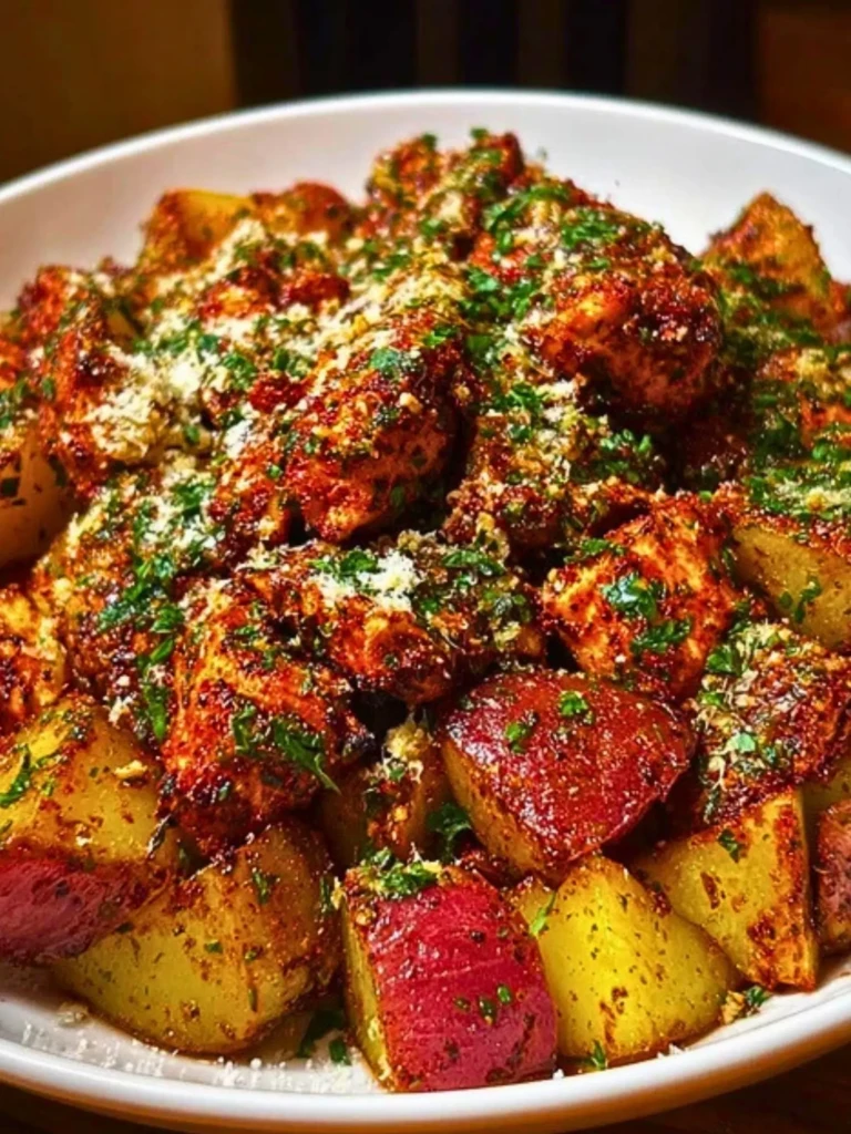Oven-Roasted Cajun Chicken and Garlic Potatoes with Parmesan 2