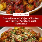 Oven-Roasted Cajun Chicken and Garlic Potatoes with Parmesan Pin