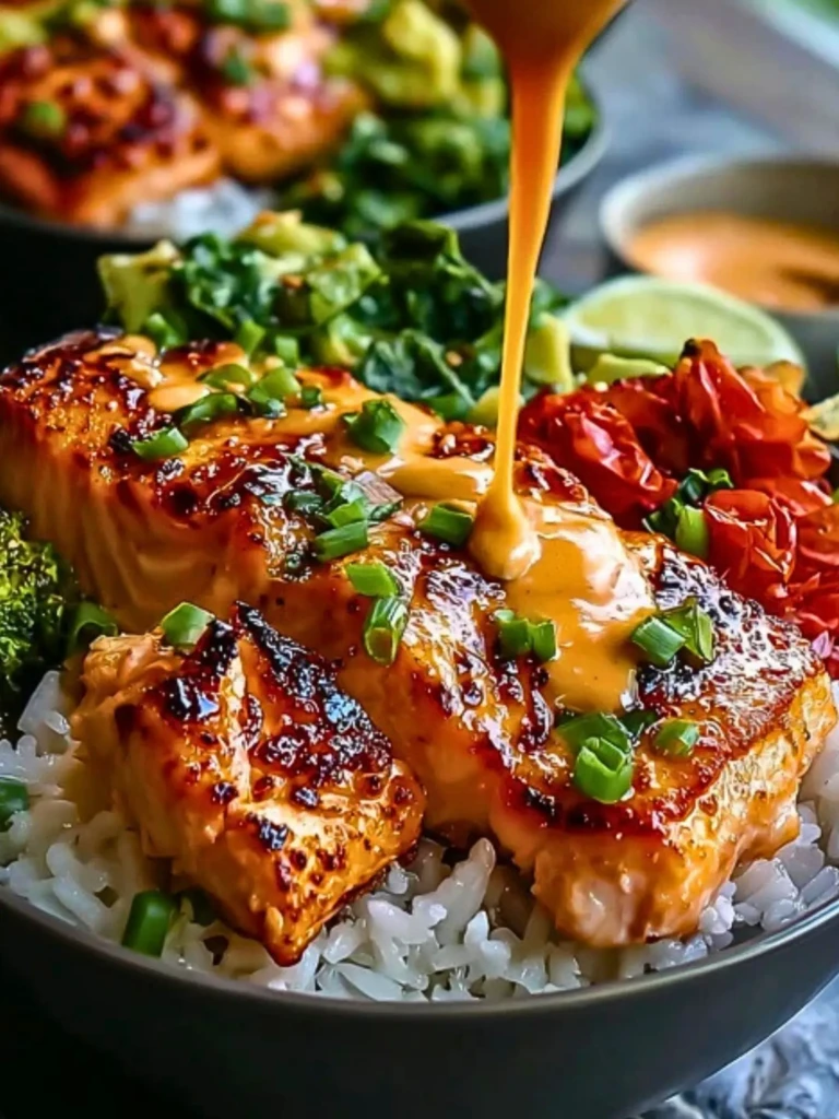 Sriracha Honey Salmon Bowls 2