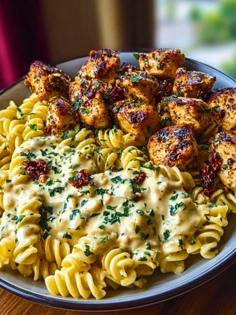 Tuscan Garlic Chicken Bites & Sun-Dried Tomato Cajun Alfredo Pasta 2