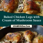 Baked Chicken Legs with Cream of Mushroom Sauce Pin 1