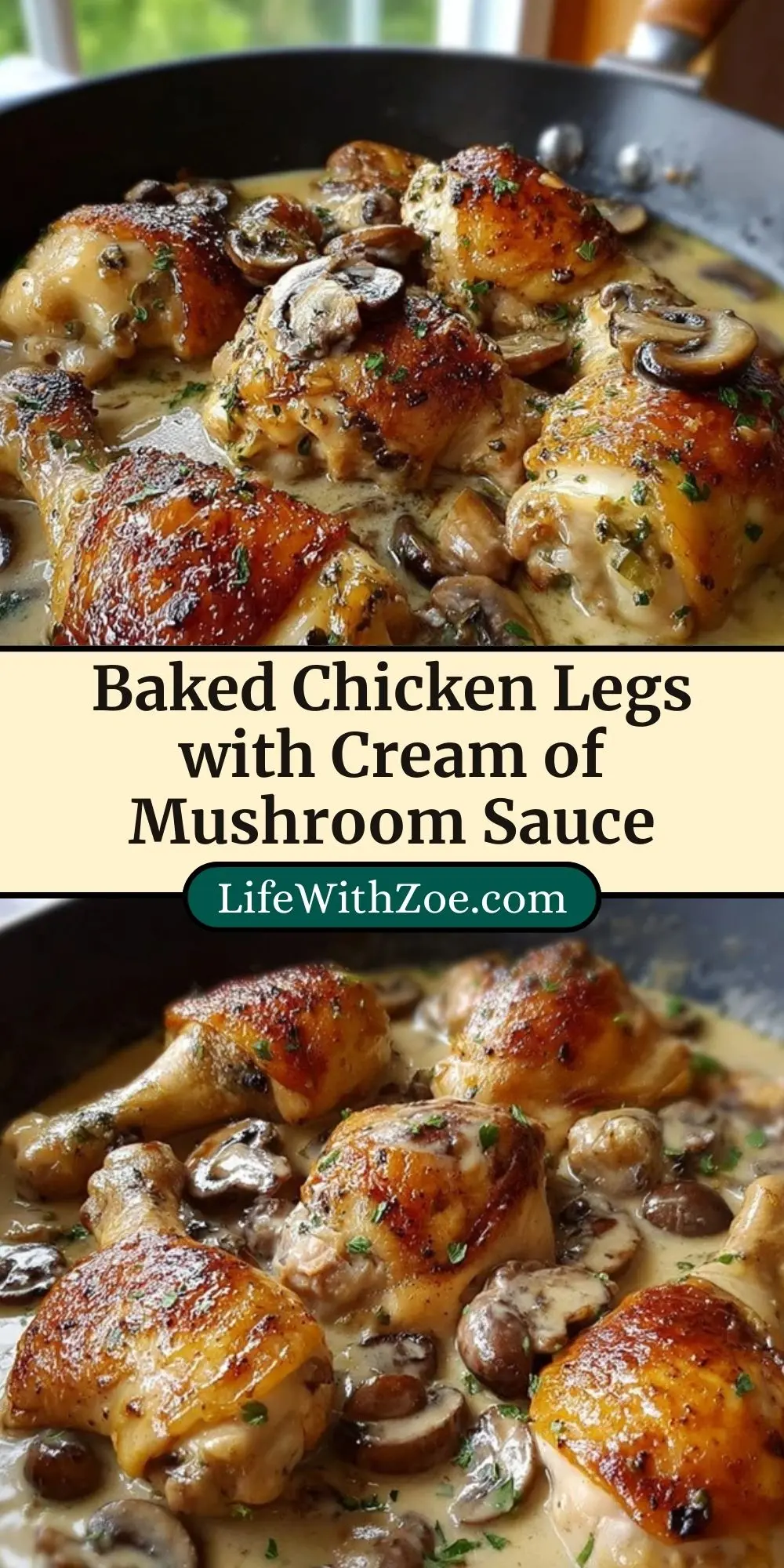 Baked Chicken Legs with Cream of Mushroom Sauce Pin 2
