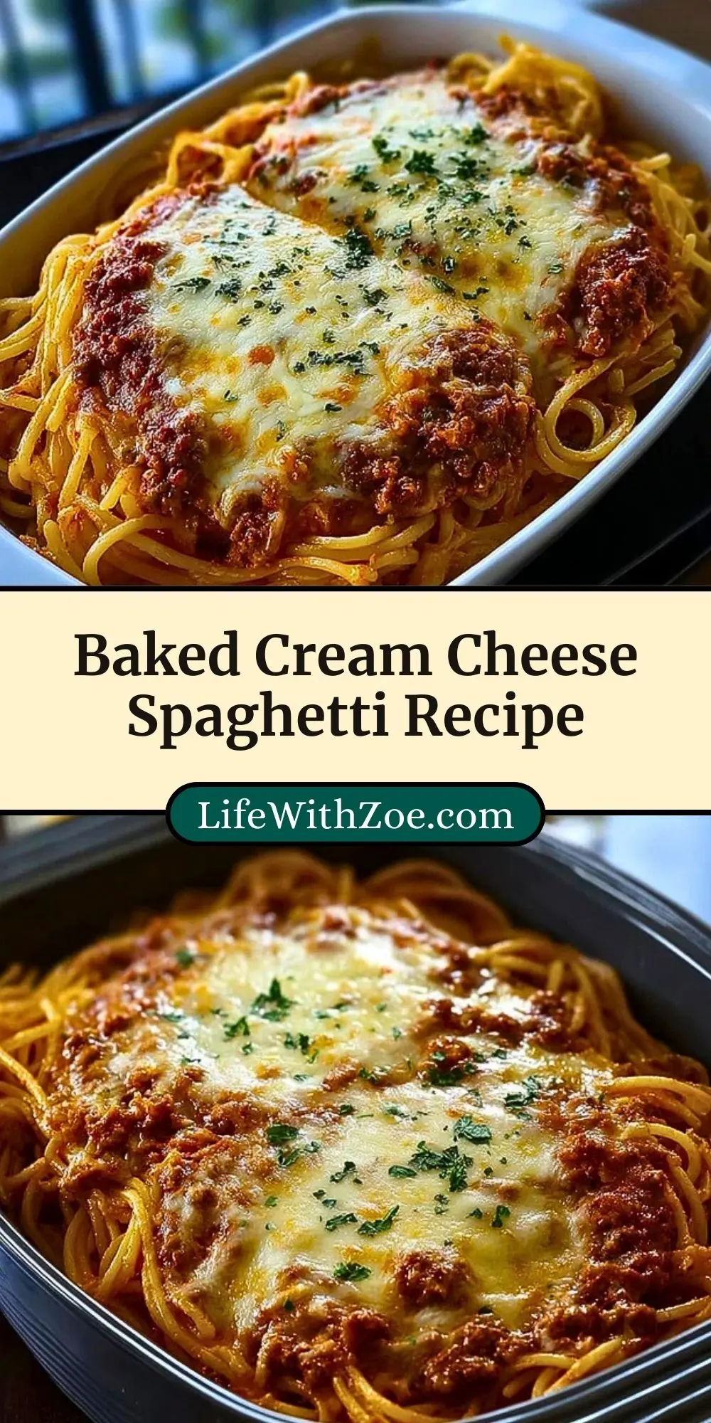 Baked Cream Cheese Spaghetti Recipe Pin 2