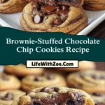 Brownie-Stuffed Chocolate Chip Cookies Recipe Pin 1