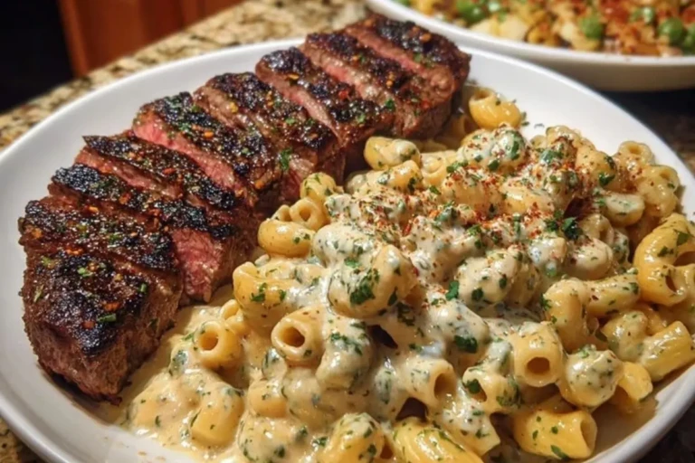 Cheesy Cajun Garlic Butter Steak with Creamy Rigatoni 1