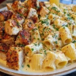 Cheesy Garlic Butter Chicken Bites with Rigatoni in Alfredo Sauce 1