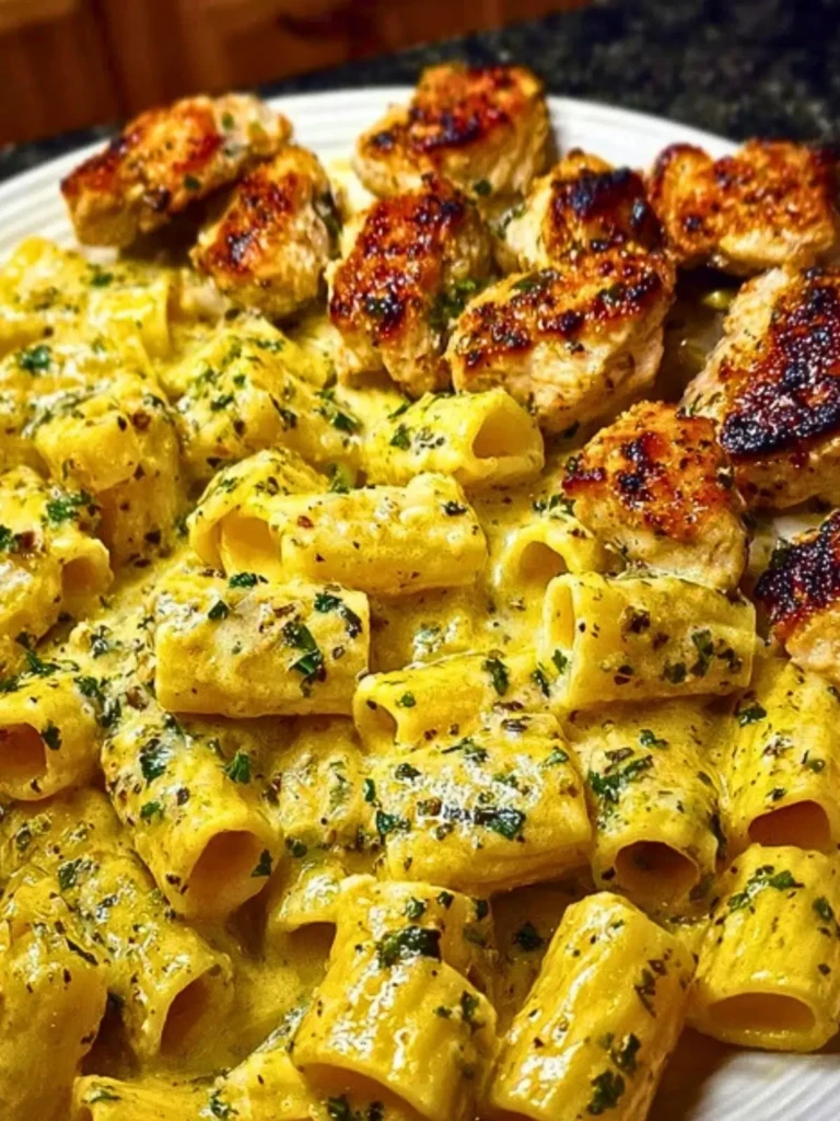 Cheesy Garlic Butter Chicken Rigatoni in Creamy Alfredo Sauce (2)