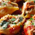 Cheesy Ground Turkey & Spinach Stuffed Shells 1