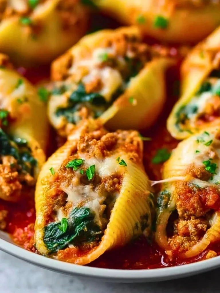 Cheesy Ground Turkey & Spinach Stuffed Shells 2
