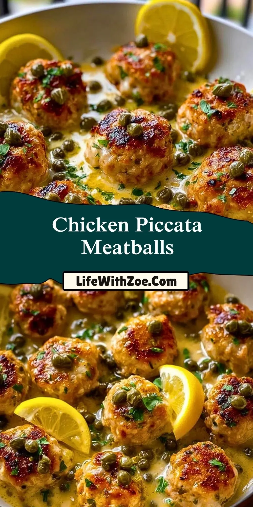 Chicken Piccata Meatballs Pin 1