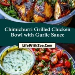 Chimichurri Grilled Chicken Bowl with Garlic Sauce Pin 1