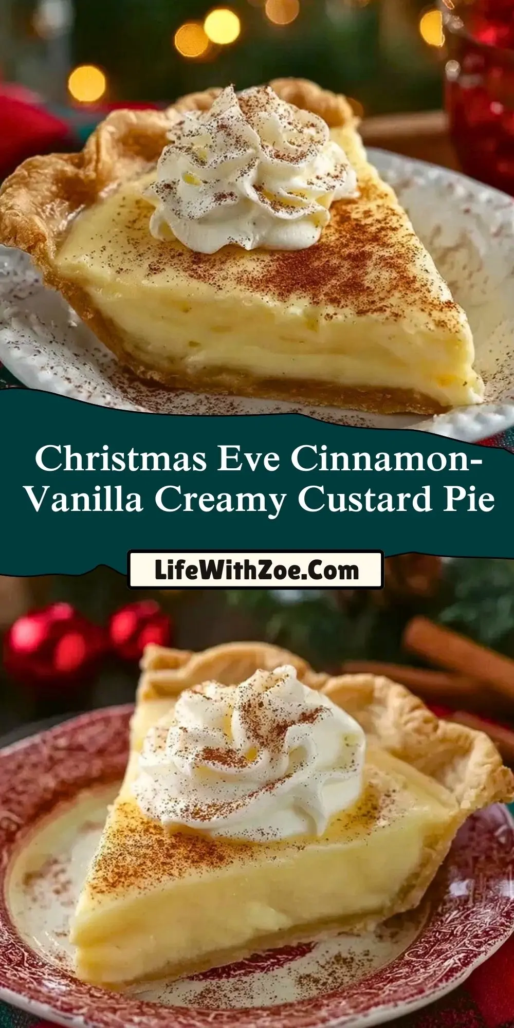 Christmas Eve Cinnamon-Vanilla Creamy Custard Pie Pin 1