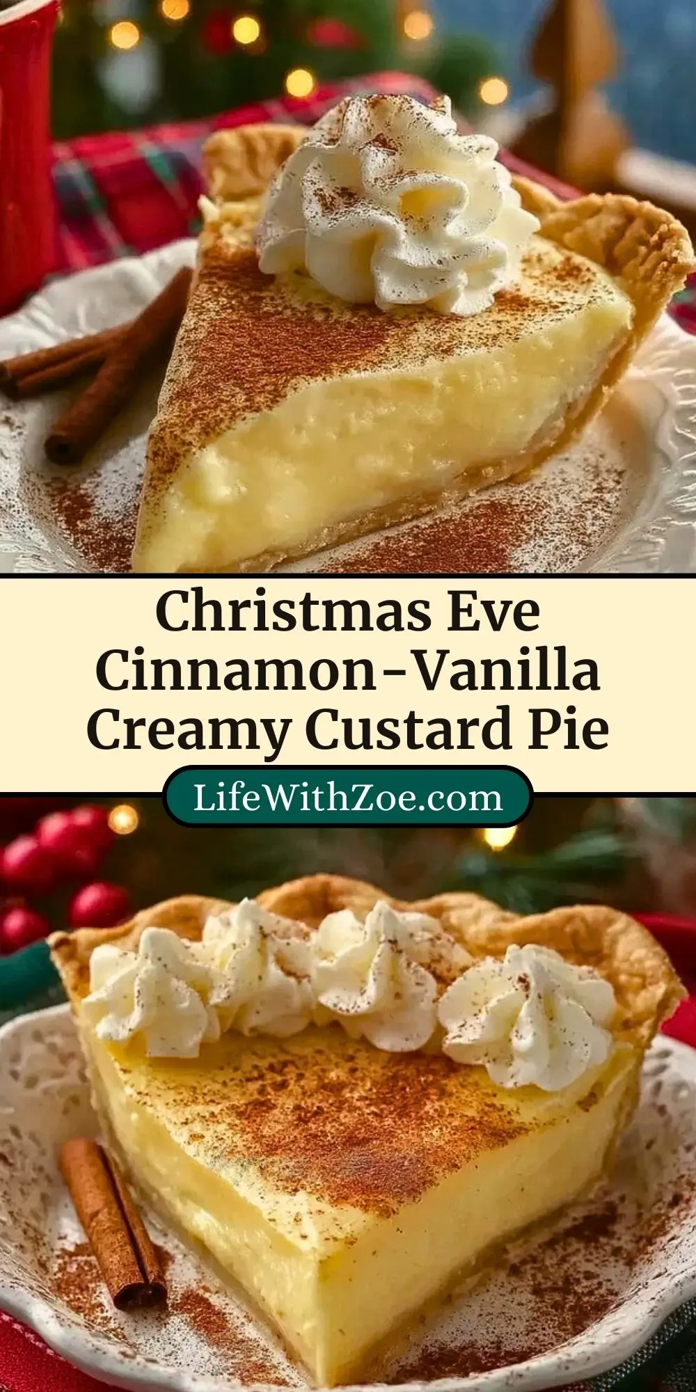 Christmas Eve Cinnamon-Vanilla Creamy Custard Pie Pin 2