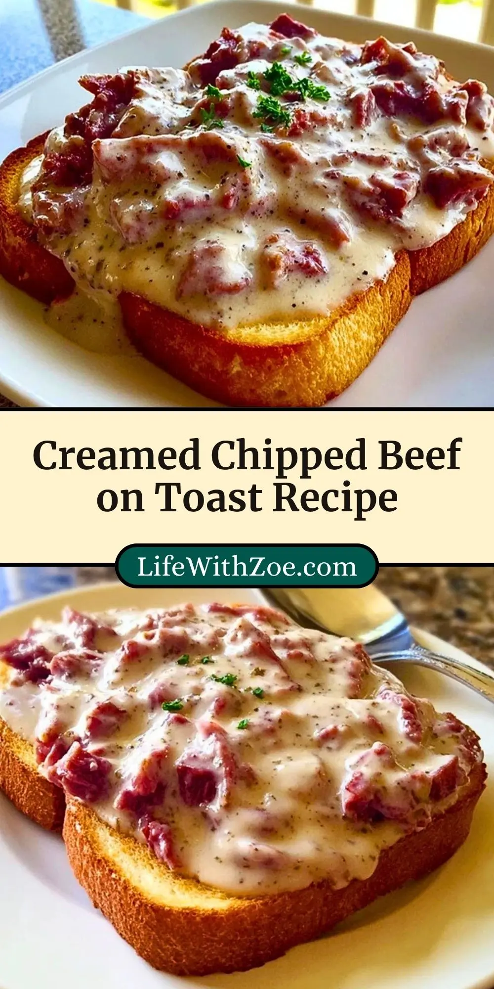 Creamed Chipped Beef on Toast Recipe Pin 2