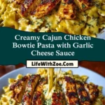 Creamy Cajun Chicken Bowtie Pasta with Garlic Cheese Sauce Pin 1