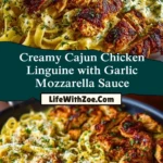 Creamy Cajun Chicken Linguine with Garlic Mozzarella Sauce Pin 1