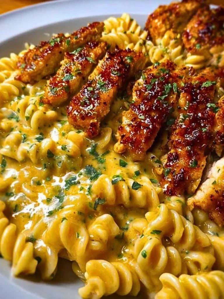 Creamy Cajun Chicken Rotini with Mozzarella Alfredo Sauce (1)