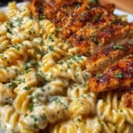 Creamy Cajun Chicken Rotini with Mozzarella Alfredo Sauce