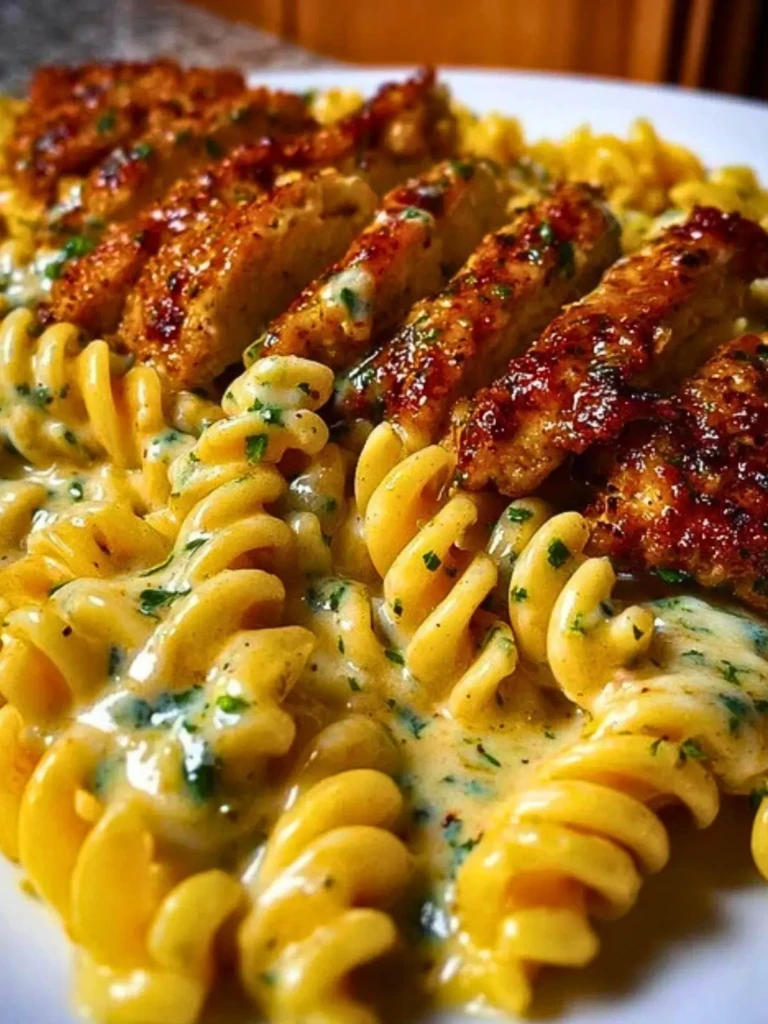 Creamy Cajun Chicken Rotini with Mozzarella Alfredo Sauce (2)